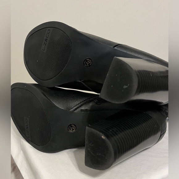 EUC LIZ & CO Women’s Black Leather Boots; Size 8.5
Approx 17” Tall, 3” Heels - Picture 8 of 14